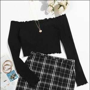 crop off the shoulder top* skirt not included